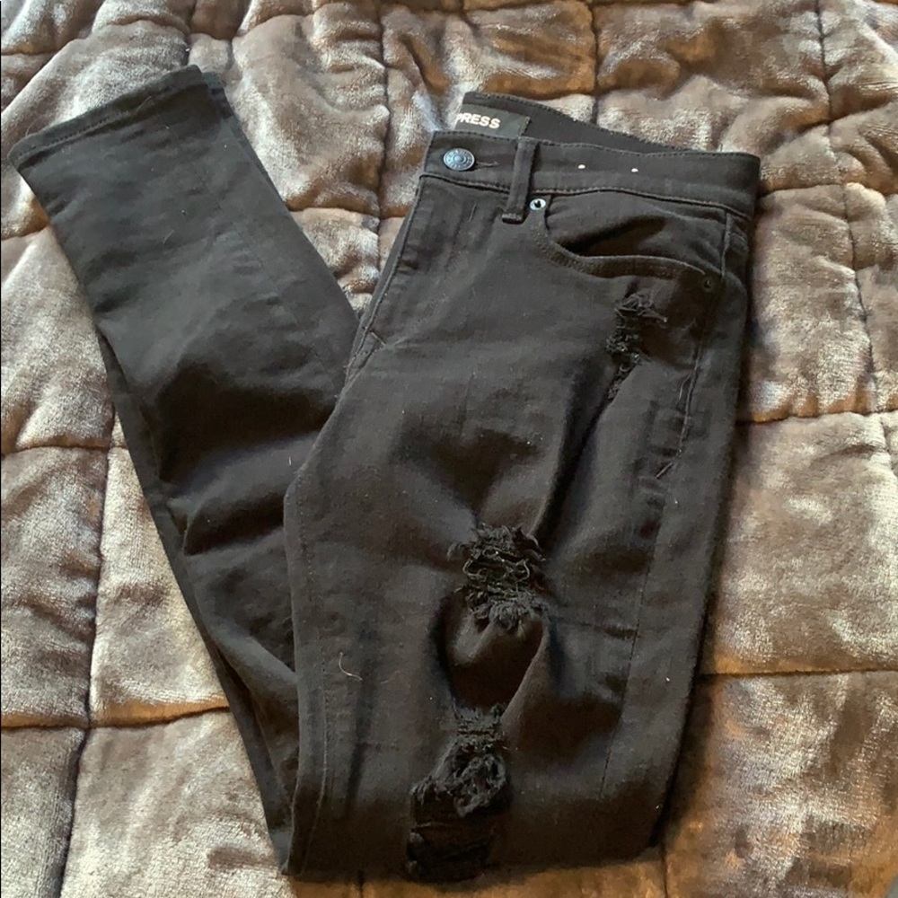 Express Black Ripped Skinny Jean